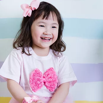 Cutie Bella短袖上衣/T恤-粉T Bow Smitten