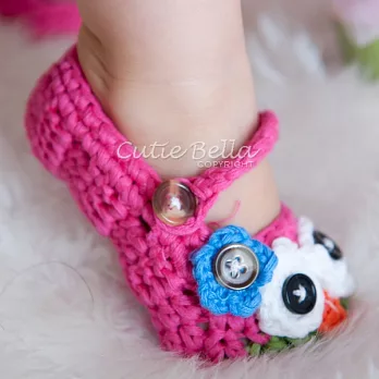 Cutie Bella手工編織嬰兒鞋Owl-Fuchsia/Lime