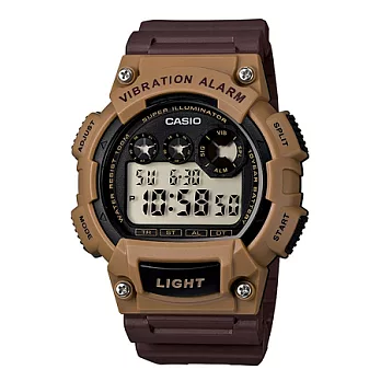 CASIO 戰鬥橫掃的快感時尚運動腕錶-棕色-W-735H-5A