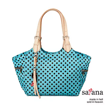satana - 簡約時尚小托特包 -薄荷藍圓點