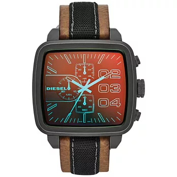 DIESEL 蛻變自我方形計時腕錶-棕