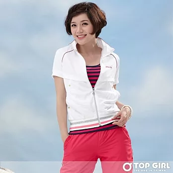 【TOP GIRL】粉紅地中海針織短袖外套-女(經典白)S經典白