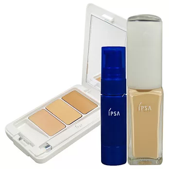 IPSA茵芙莎 自律循環彩妝三件組{自律循環彩妝蜜SPF25PA+++(25ml)#101/#102+自律循環遮瑕組SPF25PA+++(4.5g)+水感自律防護乳SPF