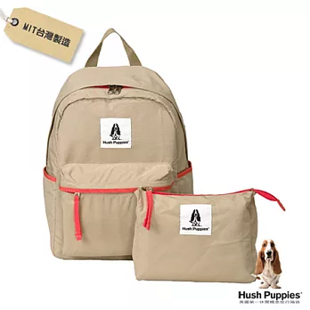 【Hush Puppies】FOLDING 摺疊系列 - 後背袋(卡其色)