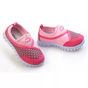 女款兒童防滑耐磨運動休閒鞋 兒童鞋 運動鞋 懶人鞋16玫紅色
