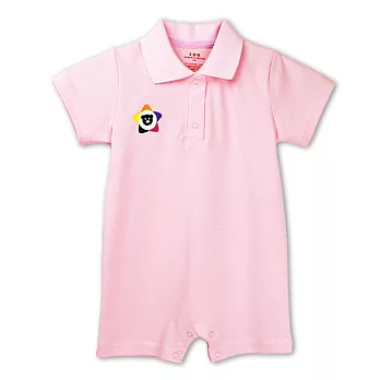 POLO平角哈 網眼平角衣 翻領 Polo 連身衣 平腳衣 爬服 哈衣6M粉紅