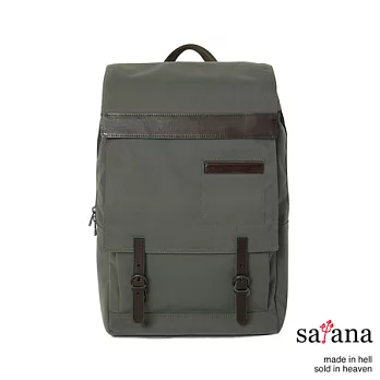 satana - 15吋雙蓋式筆電後背包 -軍綠色