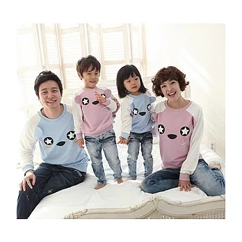 愛奢侈親子裝粉藍卡通造型棉長袖親子裝情侶裝(爸爸)M藍