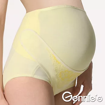 【Gennie’s奇妮】活動式棉質蕾絲護腰托腹褲(GJ07)M嫩黃