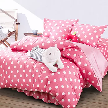 【水玉-紅】台灣精製加大六件式床罩組