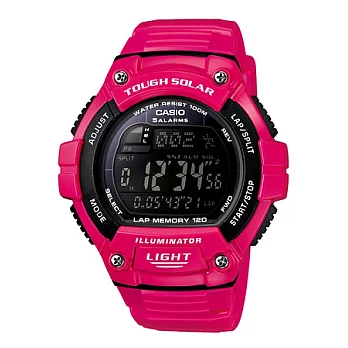 CASIO 凌駕於科技的先進設備液晶簡樸腕錶-粉紅-橡膠-W-S220C-4B