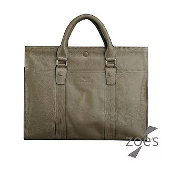 【Zoes】頂級進口牛皮 都會雅痞風 多格層 公事包 製圖包 電腦包 (經典卡其)