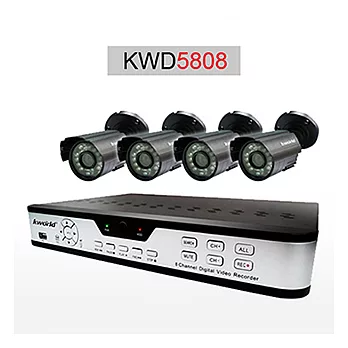 kworld 廣寰眼鏡蛇監控器 8路主機+4攝影機組(KWD5808) *加1T硬碟*