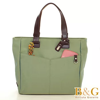 【B＆G】雙口袋簡約氣質手提肩背包(幻彩綠)