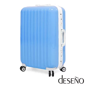 Deseno-Classic經典再現-28吋鋁框PC鏡面TSA海關鎖行李箱28吋天藍