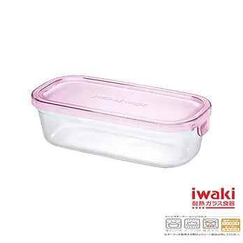 【iwaki】玻璃微波盒 500ml(粉長方款)