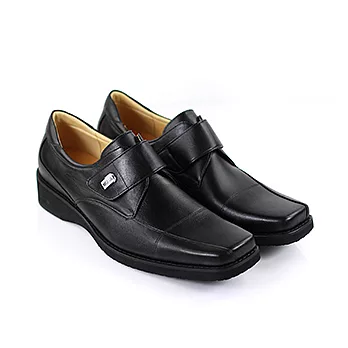 ◤Green Phoenix◥方楦設計真皮紳士休閒皮鞋‧黏沾式6.5黑色