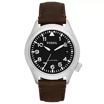 FOSSIL 旅人美學都會時尚日期腕錶(咖啡黑)