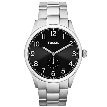 FOSSIL 紳士準則獨立秒盤腕錶(鋼帶-銀黑)