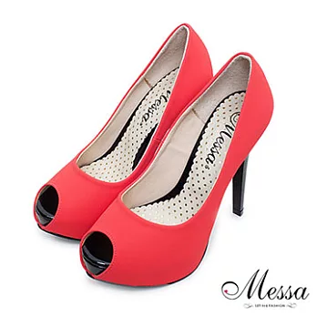 【Messa米莎】(MIT)絕美經典內真皮魚口高跟鞋38紅色