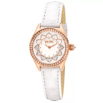 Folli Follie 愛戀絮語時尚晶鑽腕錶(白玫瑰金-小)
