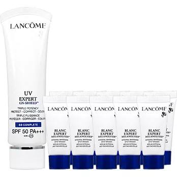 LANCOME蘭蔻 UV光透柔白BB霜4個+升級版(50ml)送好禮2選1#BB霜(#01)(5ml)*10