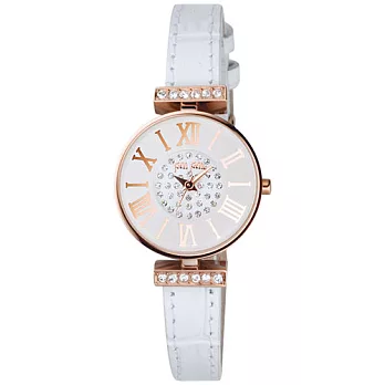 Folli Follie 俏麗焦點時尚晶鑽腕錶-白