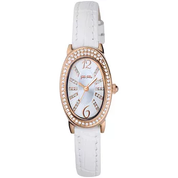 Folli Follie 惹人注目都會晶鑽腕錶-白