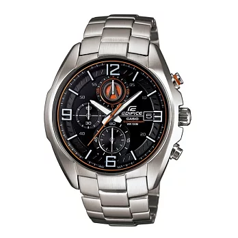 EDIFICE 緊迫盯梢的衝擊戰時尚流行三眼腕錶-銀-EFR-529D-1A9