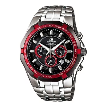 EDIFICE 永垂不朽的情比金堅個性三眼計時腕錶-紅-EF-540D-1A4