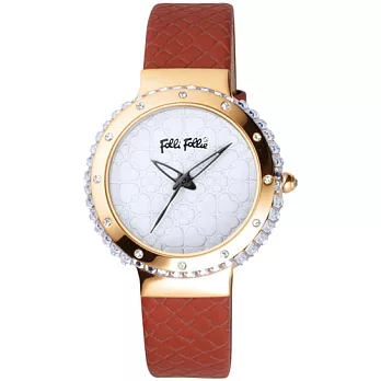Folli Follie 海洋風情晶鑽時尚腕錶-紅