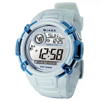 JAGA捷卡M862-多功能防水運動電子錶（白）