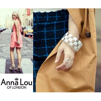 【Anna Lou OF LONDON】倫敦品牌 checkerboard 棋盤方格透明手環~白色