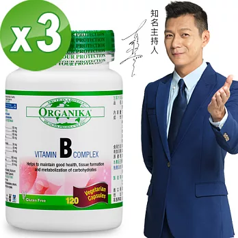 【Organika優格康】高單位維他命B群素食膠囊(120顆x3瓶組)