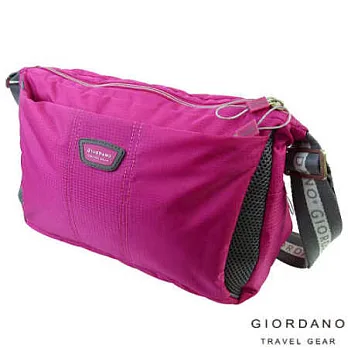 GIORDANO ~ 佐丹奴 休閒格紋多功能兩用肩斜背包(桃紅色)桃紅色