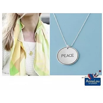 【Anna Lou OF LONDON】倫敦品牌 Inspirational Disc 優雅字墜銀項鍊~PEACE