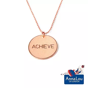 【Anna Lou OF LONDON】倫敦品牌 Inspirational Disc 優雅字墜玫瑰金項鍊~ACHIEVE