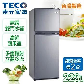 【東元TECO】小鮮綠系列223L定頻二門冰箱／珍珠銀 R2202S