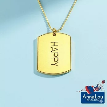 【Anna Lou OF LONDON】倫敦品牌 Inspirational Tag 優雅字墜 HAPPY 項鍊~亮金