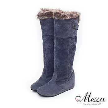 【Messa米莎】2way經典絨面內增高長筒靴40灰色