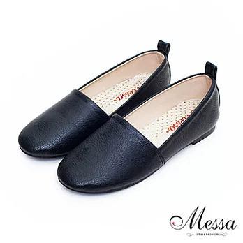 【Messa米莎】(MIT)韓版素面皮革樂福鞋36黑色