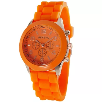 《GENEVA》繽紛馬卡龍 爆款輕甜時尚果凍腕錶(蜜柑橘)
