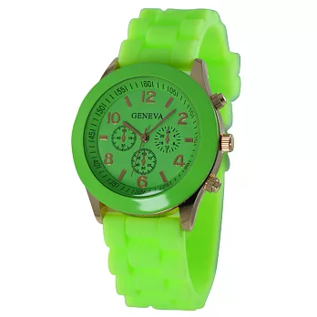 《GENEVA》繽紛馬卡龍 爆款輕甜時尚果凍腕錶(螢光綠)