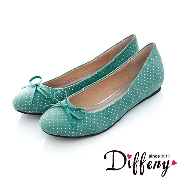 Diffeny 甜美氛圍 百搭穿洞雙色搭配娃娃鞋-綠 360