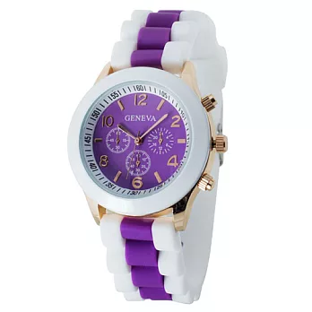 《GENEVA》繽紛雙色馬卡龍 爆款輕甜時尚果凍腕錶(薰衣草紫)