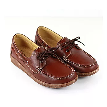 ◤Green Phoenix◥綁帶厚底帆船女休閒鞋22.5咖啡色