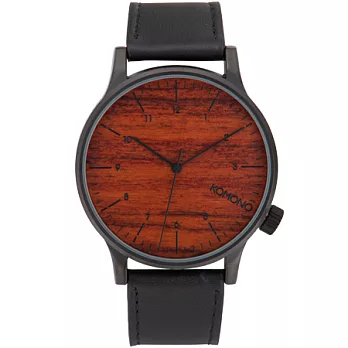 KOMONO Winston Black Wood 復古系列腕錶 - 木紋黑 /41mm