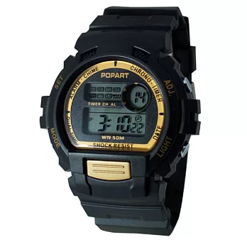 POPART - POP-833多功能冷光電子運動錶(黑金)