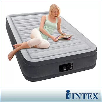 【INTEX】豪華型橫條內建電動幫浦充氣床-單人加大-寬99cm