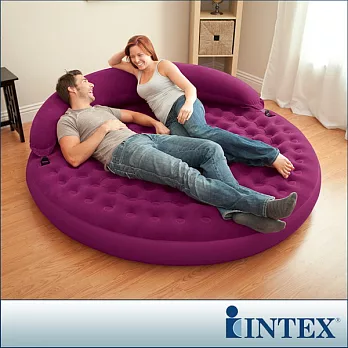 INTEX《雙人圓床》兩用(戲水/居家)附靠背充氣床-直徑寬191cm
